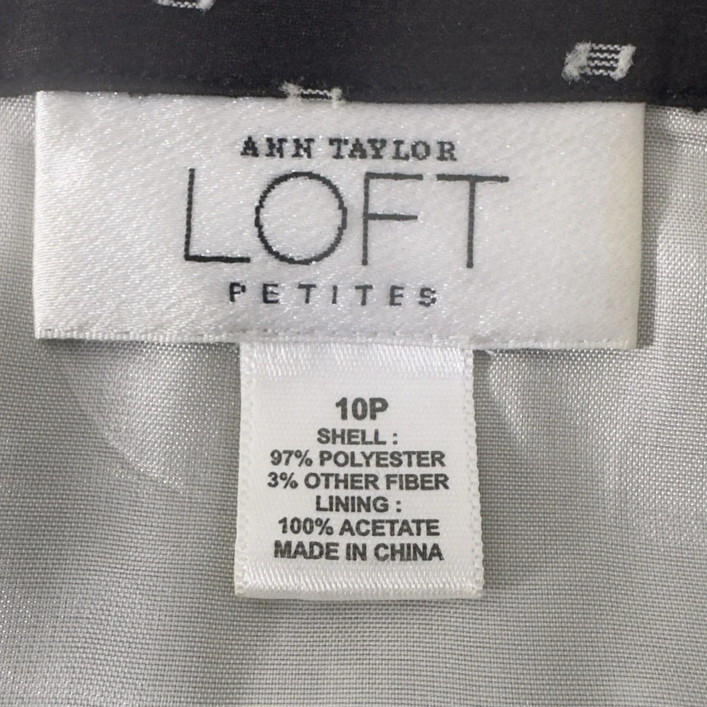 Ann Taylor LOFT Sheer Polka Dot Black Chiffon‎ Ruffle Hem Skirt 10P Workwear